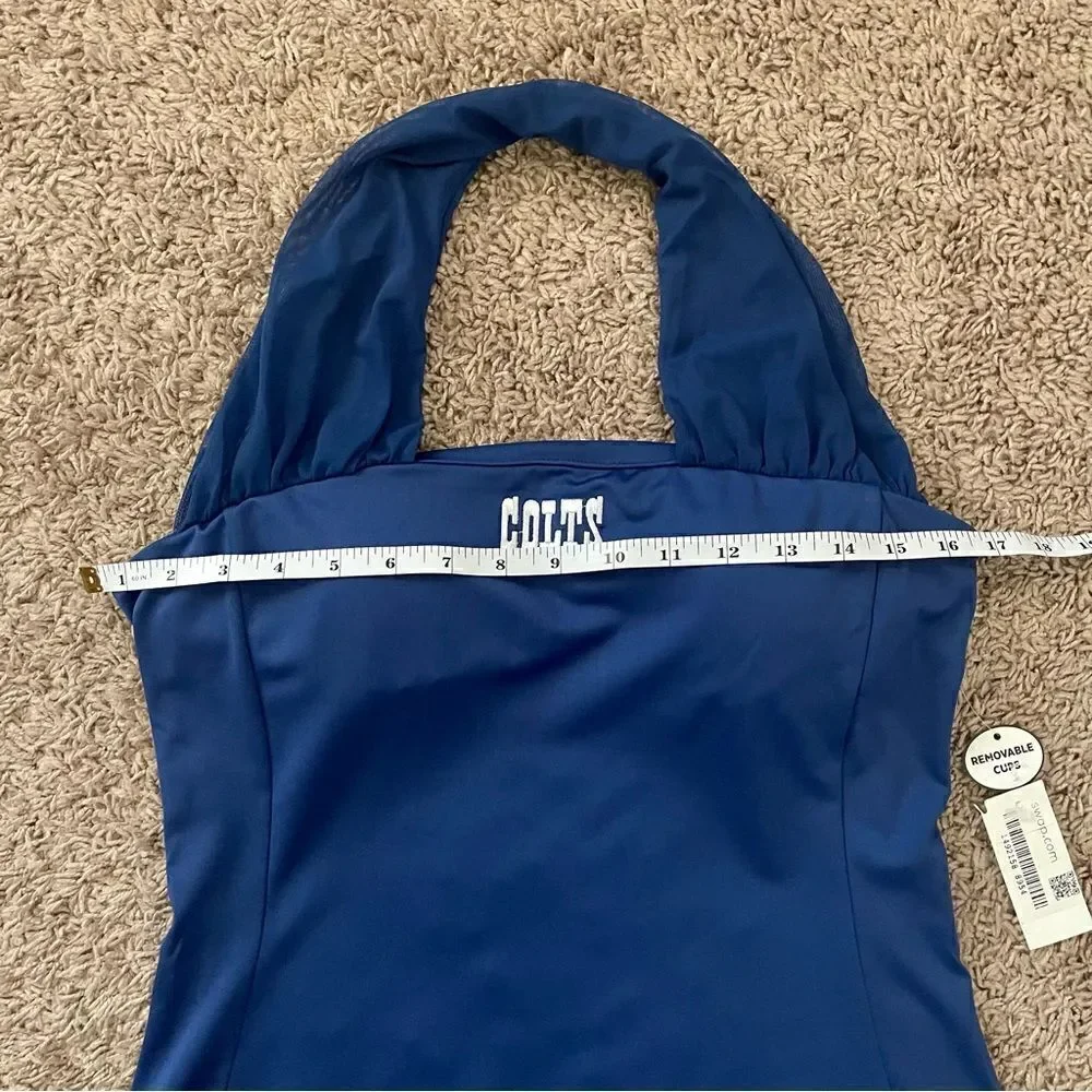 NFL All Sport Couture Blue Indianapolis Colts First Down Halter Top SZ M BNWT